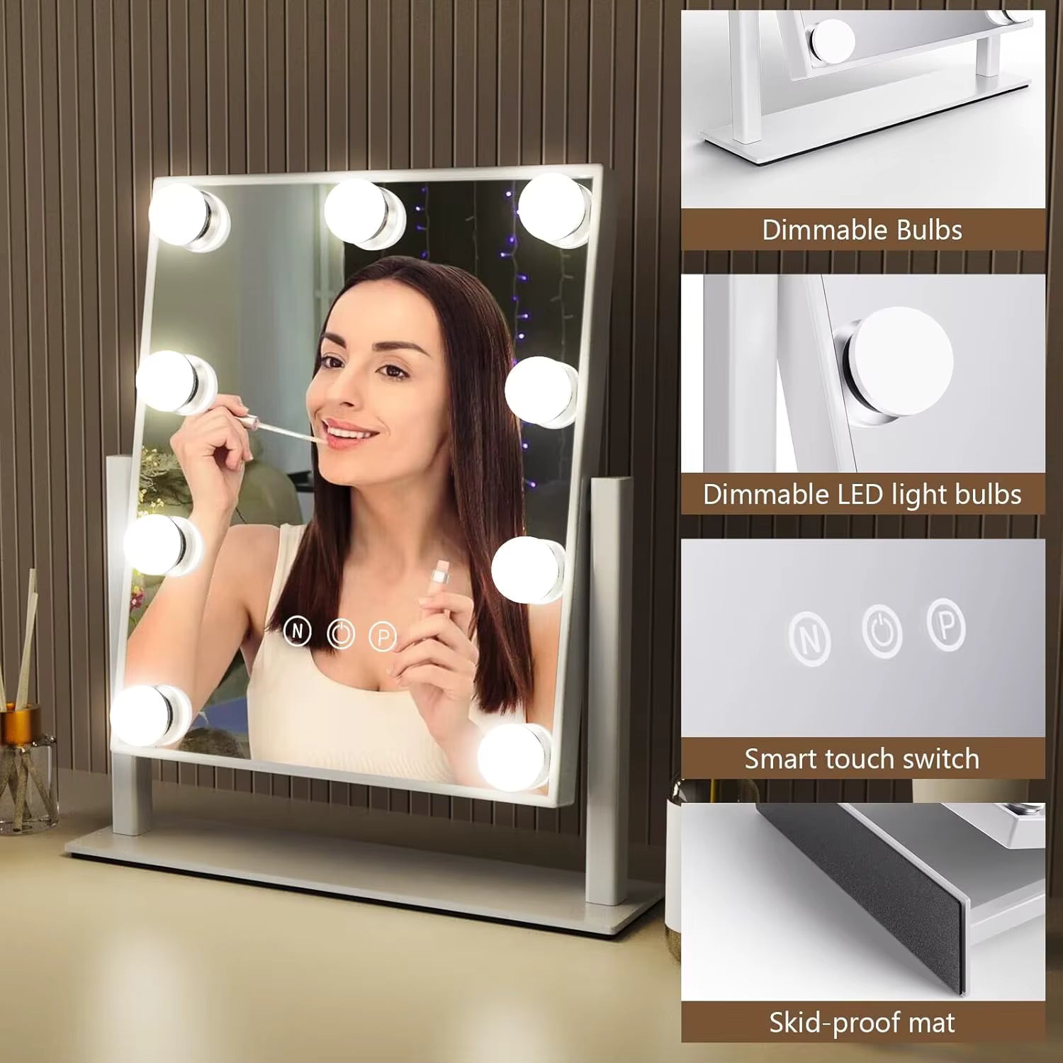 Specchio Hollywood con Luci LED Regolabili