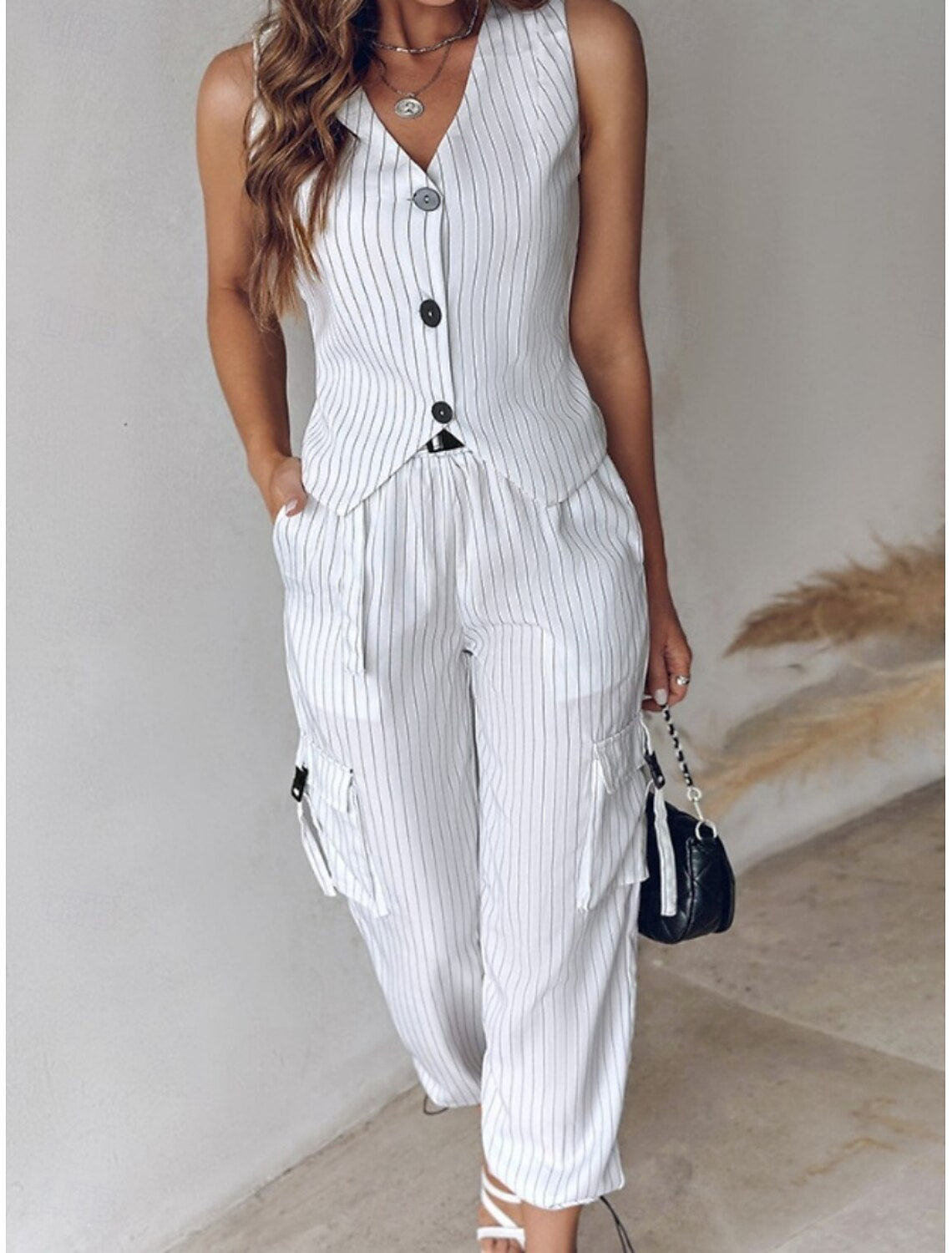 Coordinato a Righe Donna Smanicato