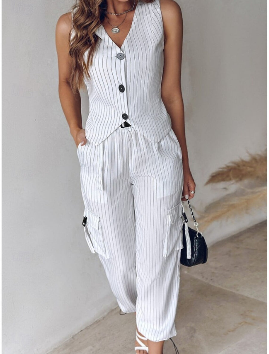 Coordinato a Righe Donna Smanicato