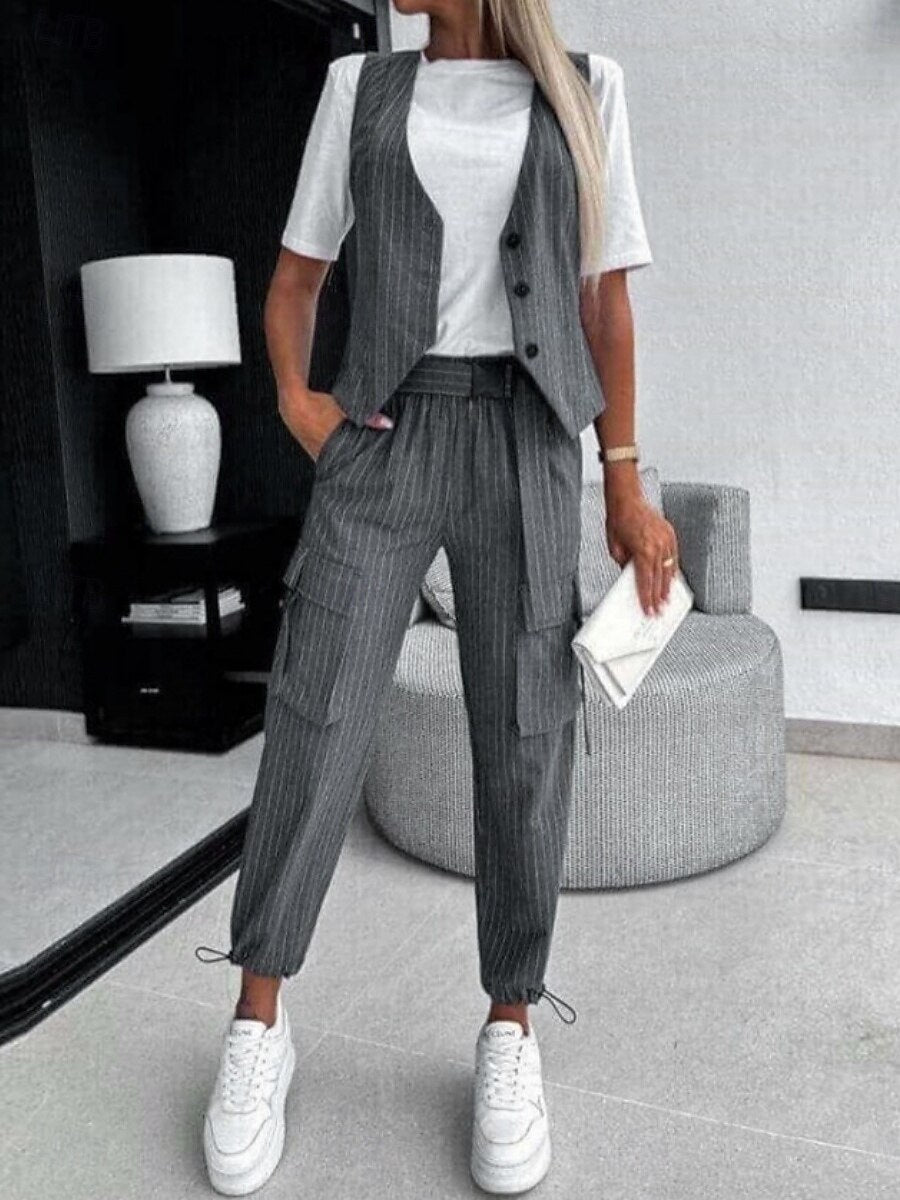 Coordinato a Righe Donna Smanicato